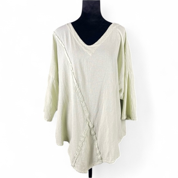 Oh My Gauze! Tops - Oh My Gauze XL Pale Green Lightweight Boho Lagenlook Asymmetrical Tunic Artsy